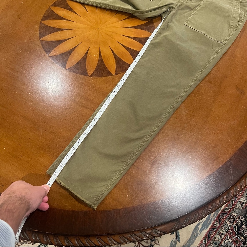 Nili Lotan Jenna Pant Low-Rise Twill Military Raw Hem Green Size 4 Patch Pockets - Picture 16 of 16